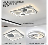 9643 LED Deckenleuchte mit Fernbedienung Lichtfarbe/ Helligkeit einstellbar Acryl-Schirm weiß/schwarz lackierter Metallrahmen