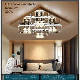 D809 LED Deckenleuchte mit Fernbedienung Lichtfarbe/ Helligkeit einstellbar Rahmen nur Neutralweiß Acryl-Schirm A+