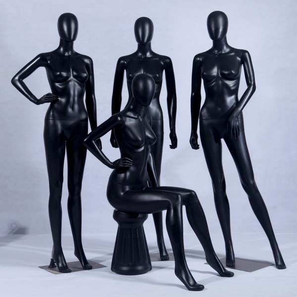 CS12-8  schwarz in Matt  weibliche Schaufensterpuppe female black  mannequin 