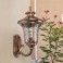 Gartenlampe Außenleuchte Kandelaber in antikem Look, Metall in Braun/Gold, Echtglas-Scheiben