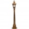 Außenleuchte Wegelampe HW110cm in antikem Look, Braun/Gold, Echtglas-Scheiben