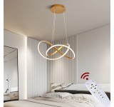 LED Pendelleuchte 9642 grau gold oder weiß Rahmen  Fernbedienung Lichtfarbe und Helligkeit einstellbar weiße Acryl-Schirm A+
