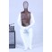 B Ware B101  sitzende Mann Schaufensterpuppe weiß matt lackiert Brauner Brustkorb hochwertig Metallgitter Kopf mit Metallplatte