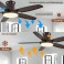 SX009-132 dark brown ceiling fan LED lighting 6 speeds, timer summer and winter mode