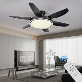 5250-1 schwarz Deckenventilator LED Beleuchtung 6 Geschwindigkeiten, timer Sommer und Wintermodus