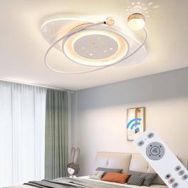  LED Deckenleuchte mit Fernbedienung/App Lichtfarbe/Helligkeit einstellbar. Weißer Rahmen und Sternen Design