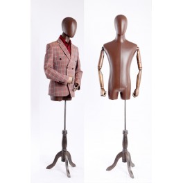  A-1T-G male dressmakers with egghead dummy with flexible arms made of wood