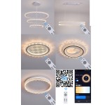 LED ceiling light with remote control/app, light color/brightness adjustable. White frame and star design