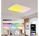 LED ceiling light dimmable with remote control, continuously variable 3000&ndash;7000 K, energy-saving, modern, black or white