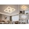 White ceiling fan with LED lighting, adjustable light color, 6 speeds, timer, and summer/winter modes.