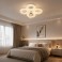 White ceiling fan with LED lighting, adjustable light color, 6 speeds, timer, and summer/winter modes.