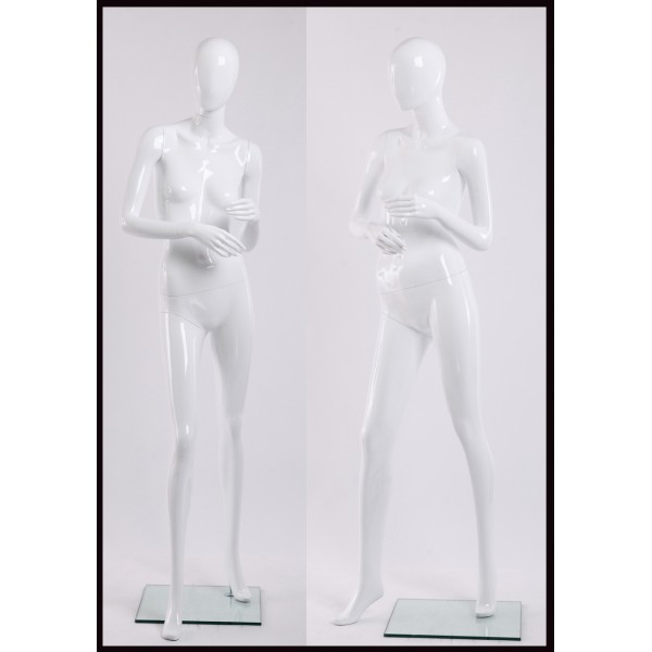 Female Fiberglass Glossy White Mannequin Eye Catching Abstract Style #MD-XD20W 