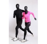 Abstract continuous black matte man woman sporty chic fashion shop window doll