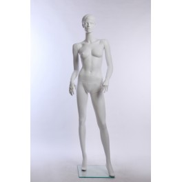 abstrakte Schaufensterpuppe EH Weiß matt modellierte Frisur Gesicht schick 
