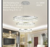 Pendulum KR410 Rings Neutral white, height adjustable Luxury Design A +. Economical LED living room chandelier