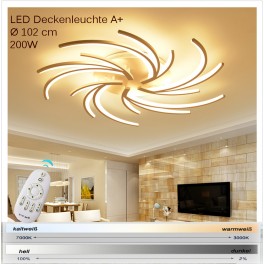 2042-5WJ LED ceiling light with remote control light color / brightness adjustable acrylic shade white lacquered metal frame 2042-5WJ LED ceiling light with remote control light color / brightness adjustable acrylic shade white lacquered metal frame