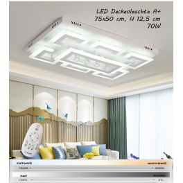 XW803 LED Deckenleuchte mit Fernbedienung Lichtfarbe/Helligkeit einstellbar Acryl-Schirm weiß/Schwarz lackierter Metallrahmen