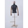 Male Female Abstrake Tailor Bust with Shelf in Gold Electroplating Head of Wood Arms Hands