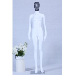 Mannequin white matt lacquered high-grade Metallgiter head with metal plate woman female