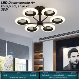 LED Deckenleuchte 9012X mit Fernbedienung Lichtfarbe einstellbar Acryl-Schirm A+ LED Wohnzimmerleuchte